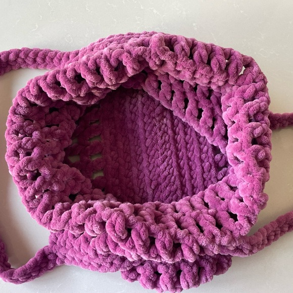Pink Handmade Crochet Plush Large Tote Bag - Picture 6 of 6